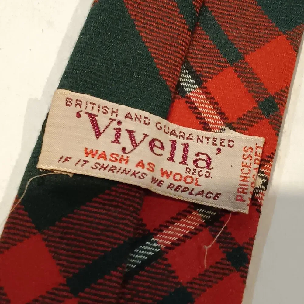 Vintage Viyella Princess Margaret Rose Tartan Neck Tie-Skinny-Wool Blend-Plaid